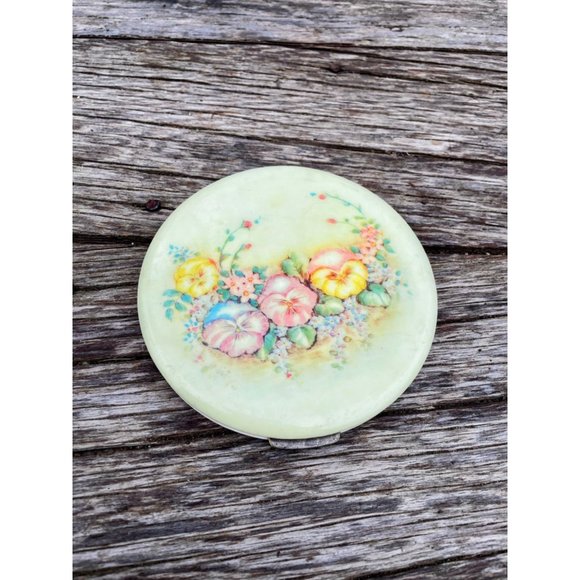 VIntage 1960s Rex 5th Ave. XL Compact Face Powder Floral Pansy - Picture 1 of 11